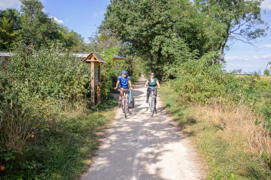 Paar radelt entlang des alten Kanals – Hirtzfelden